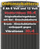 Gelbatterie im original Batteriegehäuse, austauschbar, schwarz mit Deckel, 6V / 8 Ah