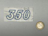 Abziehbild 350, altweiß Rand blau