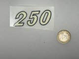 Abziehbild 250, altweiß Rand blau